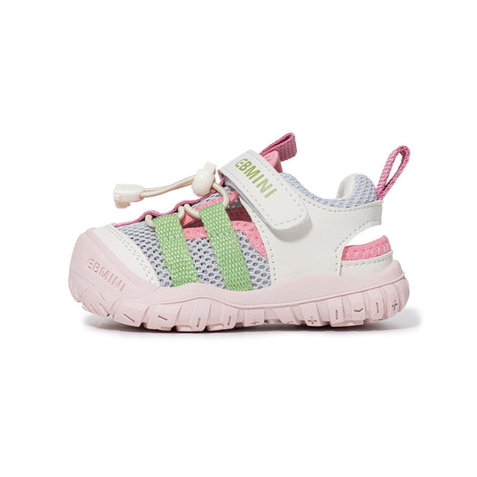 EBMINI Closed Toe Toddler Sandals | Pink Green Colorful Bungee Non Slip First Walker Summer Shoes for 15M-5Y
