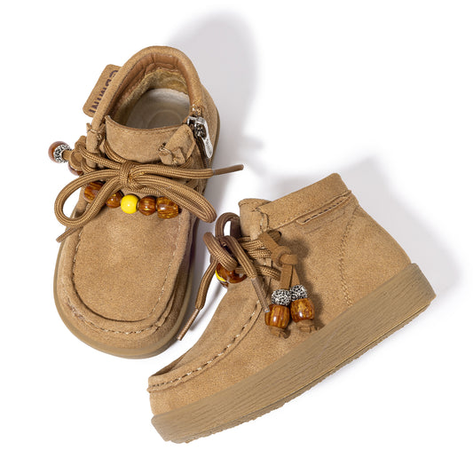 EBMINI Warm Lined Kids’ Boots – Stylish Bead Detail & Soft Interior