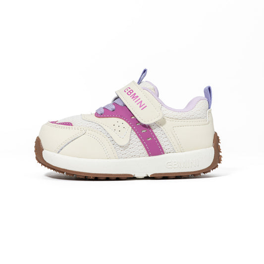Toddler Sneakers - White Mesh Pink Purple Accent