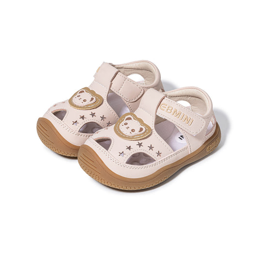 EBMINI Bear Star Closed-Toe Toddler Sandals | Non-Slip Breathable First Walkers for Girls 15M-5Y