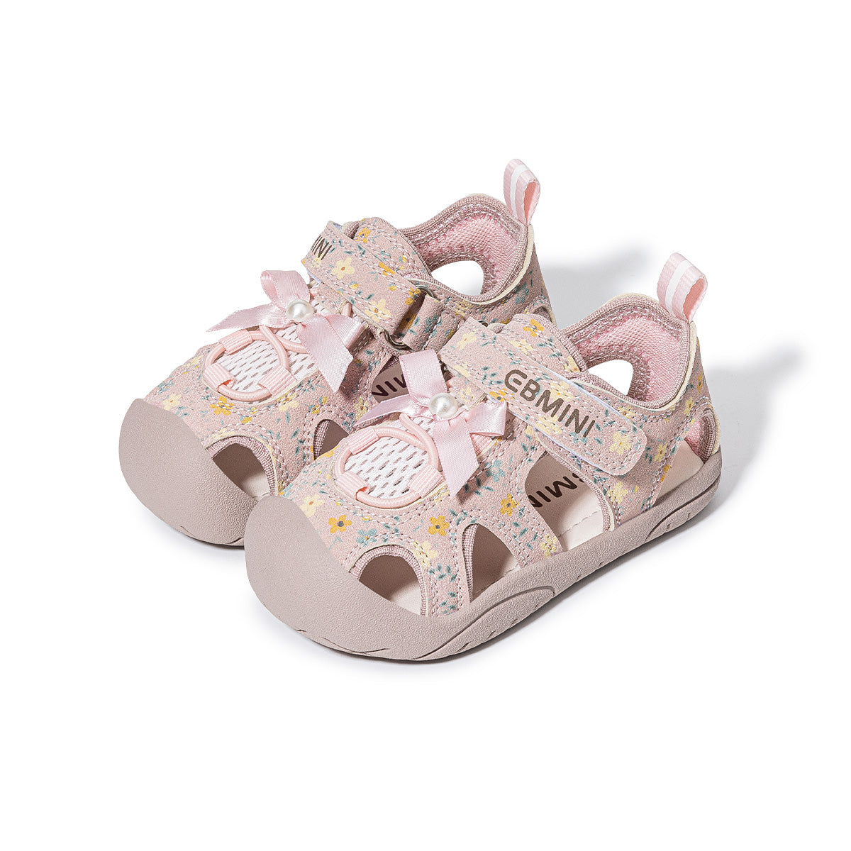 Floral Bow Scallop-Edge Closed-Toe Toddler Sandals