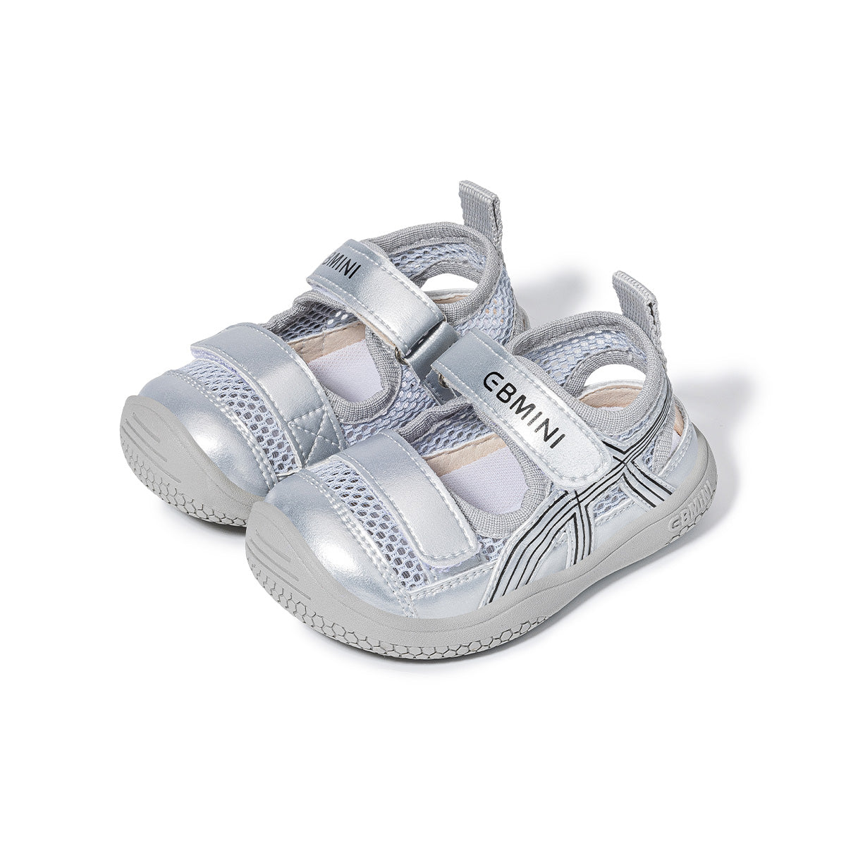 Retro X-Stitch Dual-Strap Mesh Closed-Toe Toddler Sandals
