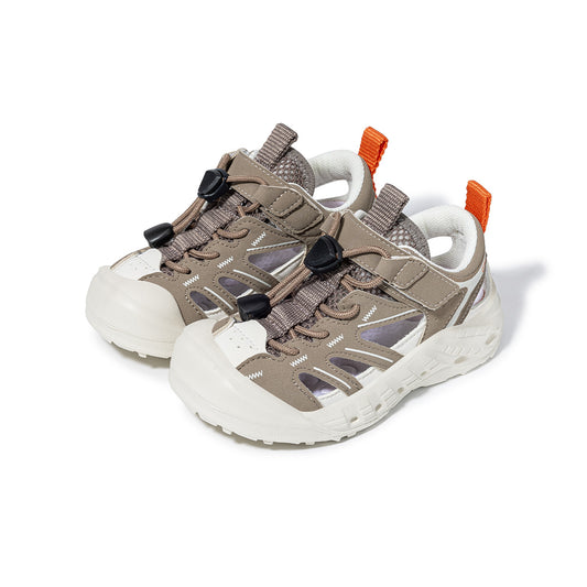 EBMINI Brown Beige Closed Toe Kids Hiking Sandals | Breathable Non Slip EVA Sole Outdoor Shoes for Boys Girls 5-15Y