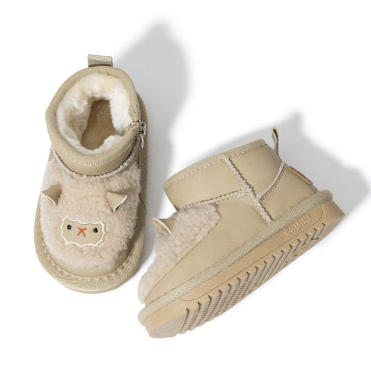 EBMINI Baby Winter Boots – Lamb Design, Warm Fleece, Zip-Up & Non-Slip