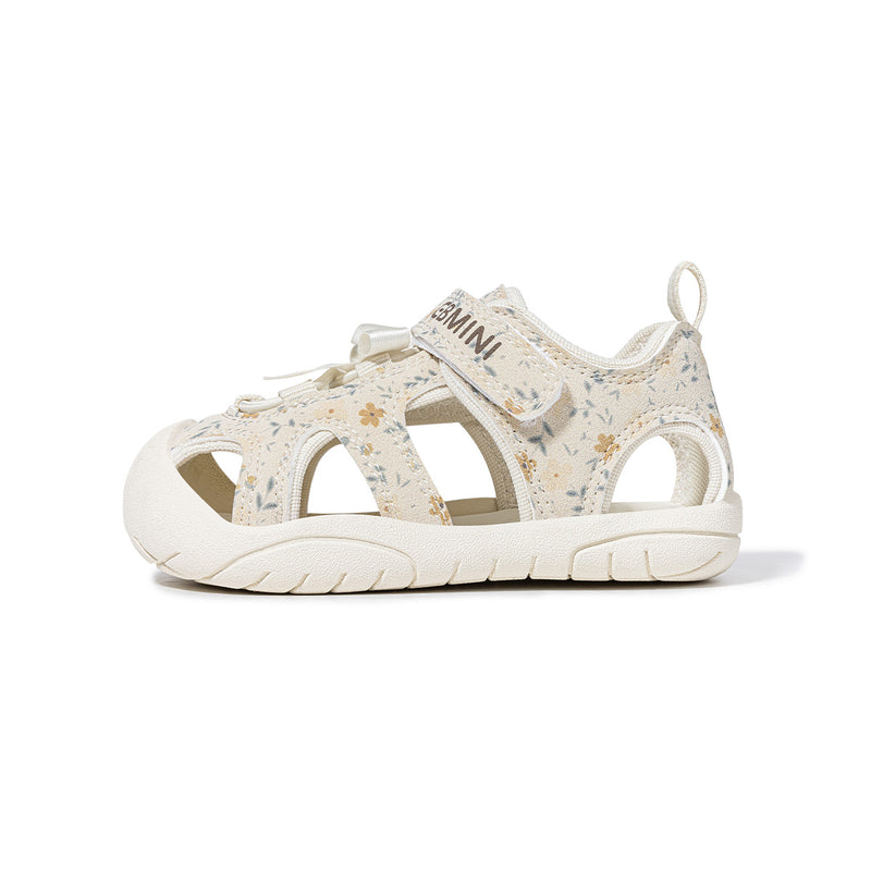 Floral Bow Scallop-Edge Closed-Toe Toddler Sandals