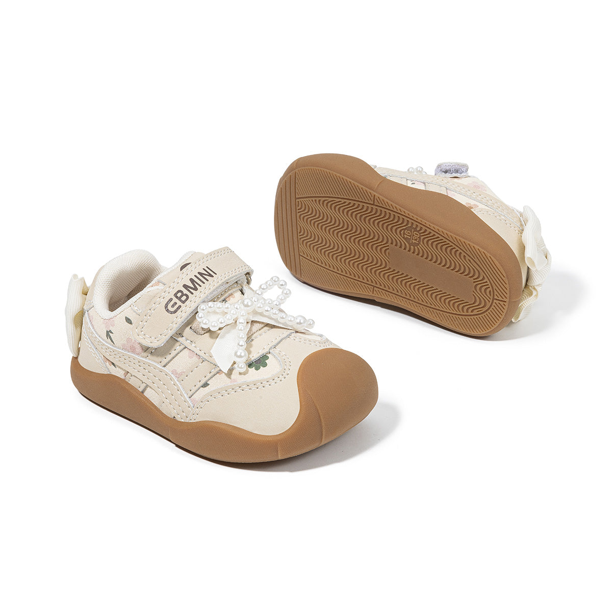 Floral Pearl Bow Toddler Sneakers