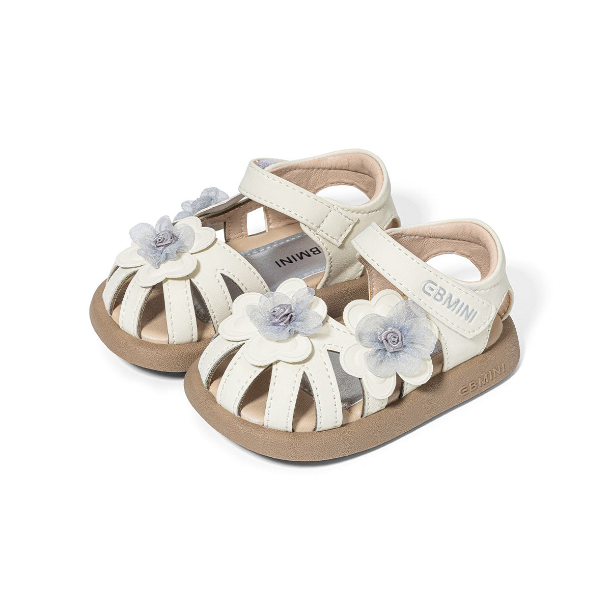 3D Floral Cage Closed-Toe Toddler Sandals