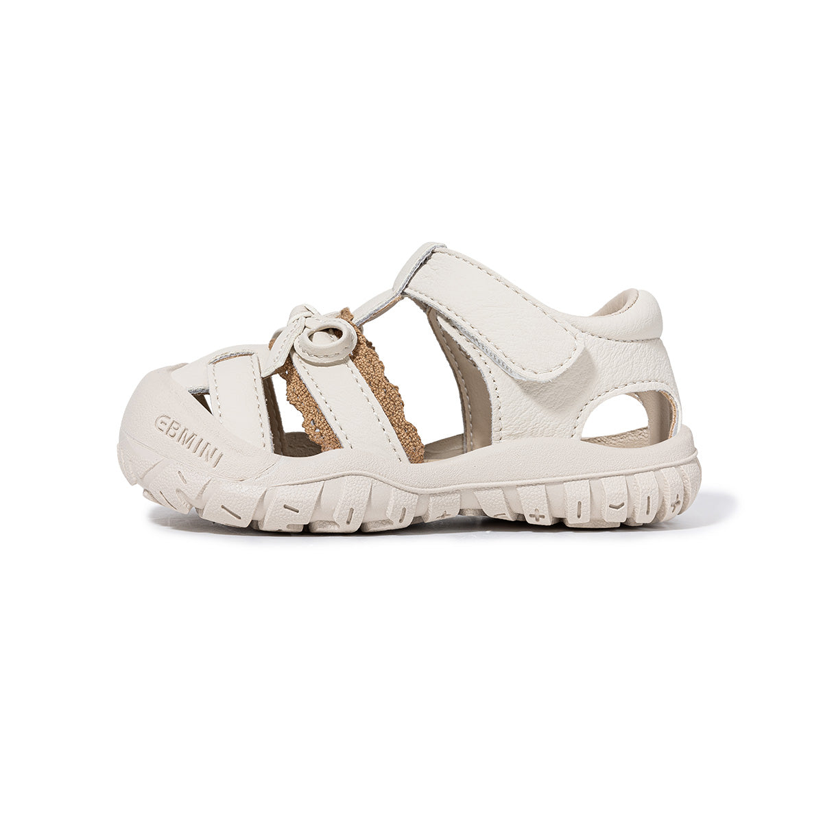 Tan Lace Bow Closed-Toe Toddler Sandals