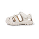 Tan Lace Bow Closed-Toe Toddler Sandals