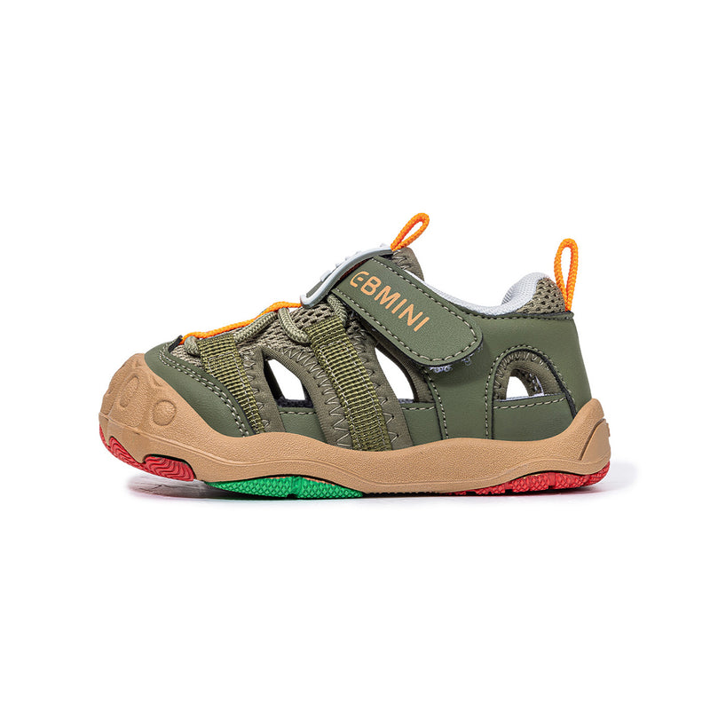 Ribbon-Strap Mesh Closed-Toe Toddler Sandals