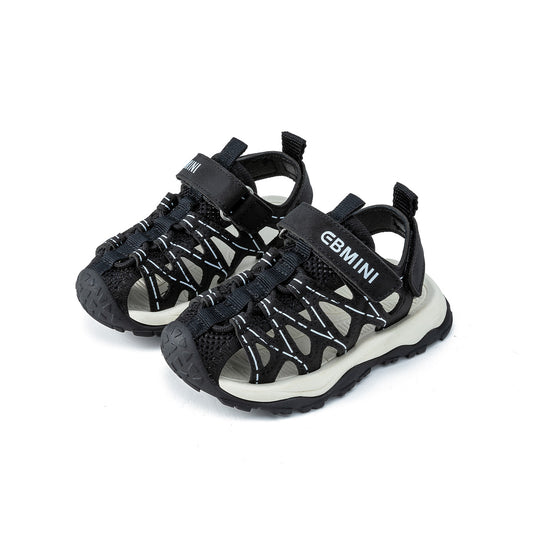 EBMINI Black White Hiking Closed-Toe Toddler Sandals | Non-Slip Breathable First Walkers for Boys Girls 10M-6Y