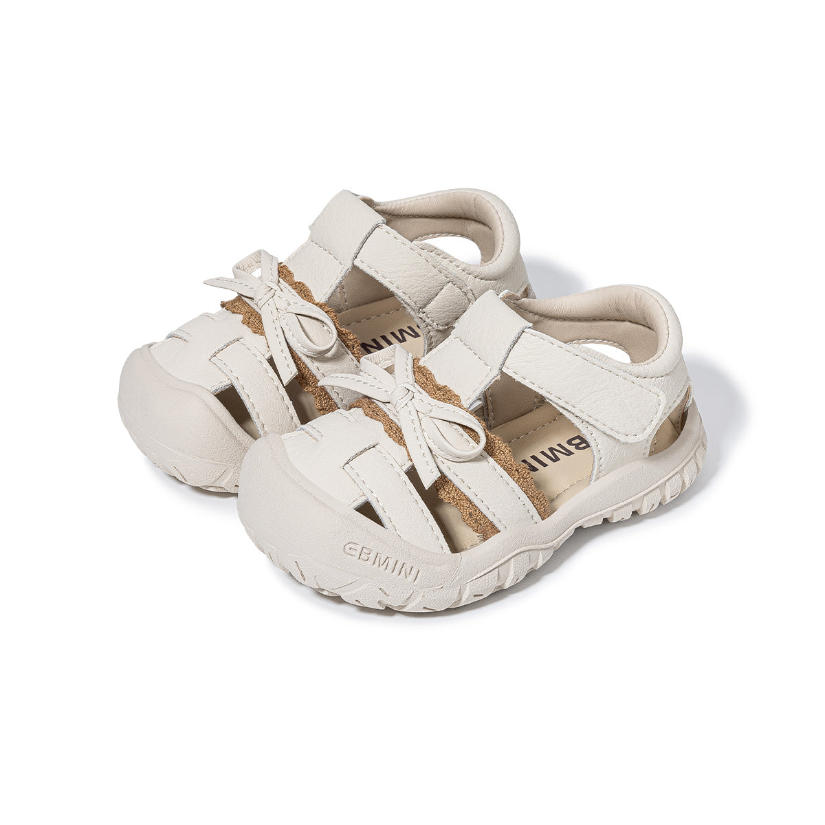 Tan Lace Bow Closed-Toe Toddler Sandals