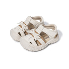 Tan Lace Bow Closed-Toe Toddler Sandals