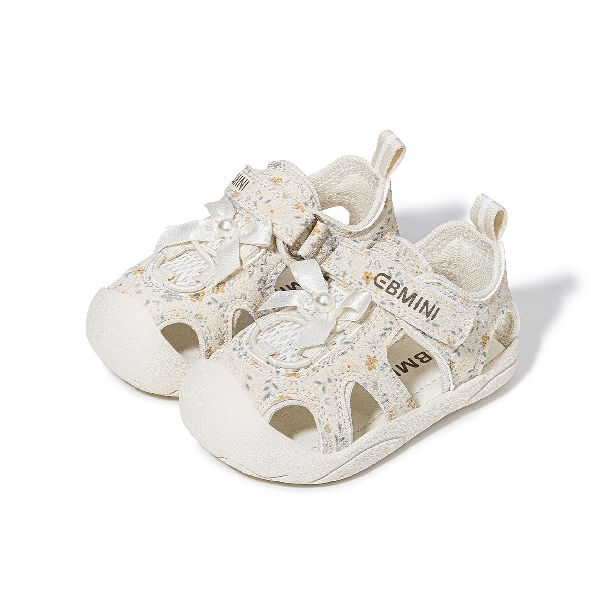Floral Bow Scallop-Edge Closed-Toe Toddler Sandals