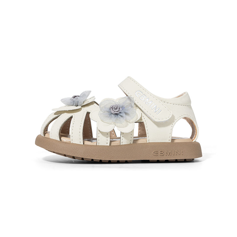 3D Floral Cage Closed-Toe Toddler Sandals