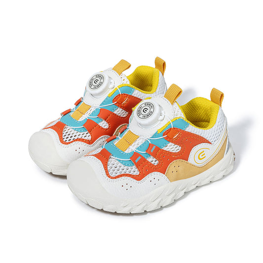 EBMINI Colorblock Mesh Toddler Sneakers | Breathable Non Slip First Walker School Shoes with Rotating Button