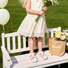 Tan Lace Bow Closed-Toe Toddler Sandals