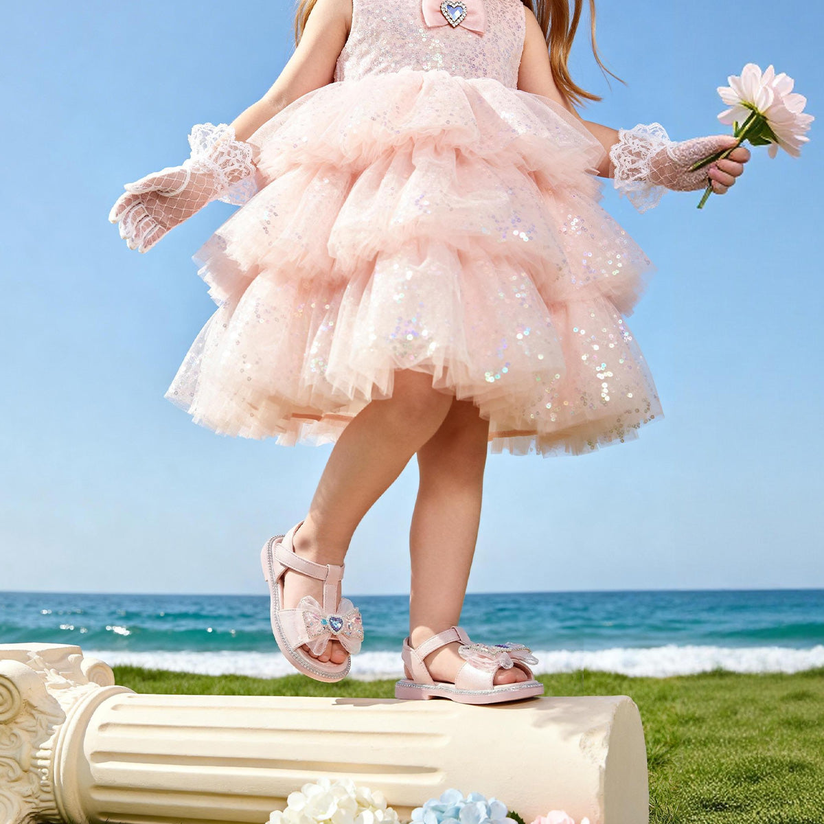 Sequin Bow Dressy Toddler Sandals