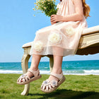 3D Floral Cage Closed-Toe Toddler Sandals