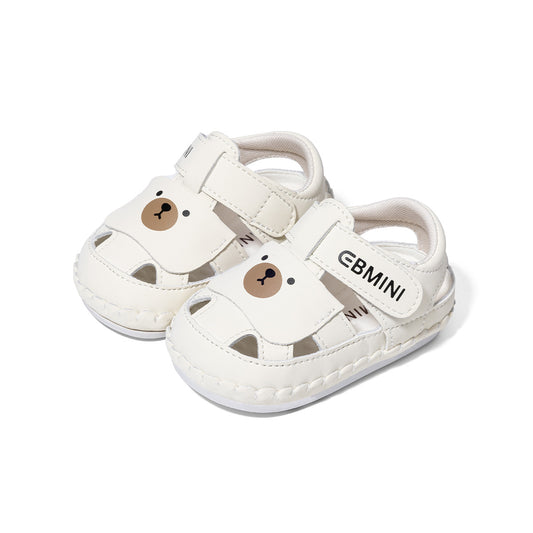 EBMINI White Bear Closed Toe Baby Sandals | Soft Non Slip PVC Sole Pre-Walker Shoes for Babies 6-15M