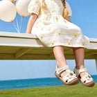 3D Flower Velcro Closed-Toe Toddler Sandals