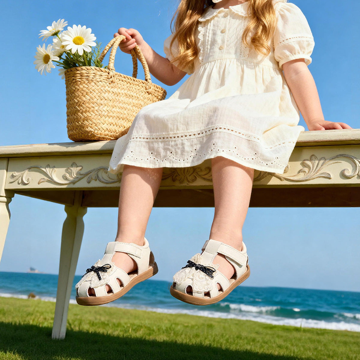 Lace Bow Fisherman Toddler Sandals