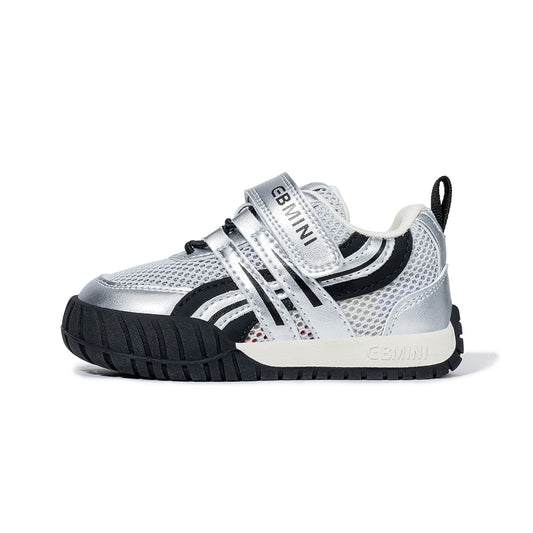 EBMINI Silver Black Retro Mesh Toddler & Little Kid Sneakers | Breathable Non Slip First Walker School Shoes