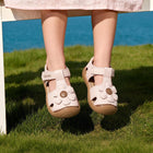 3D Flower Velcro Closed-Toe Toddler Sandals