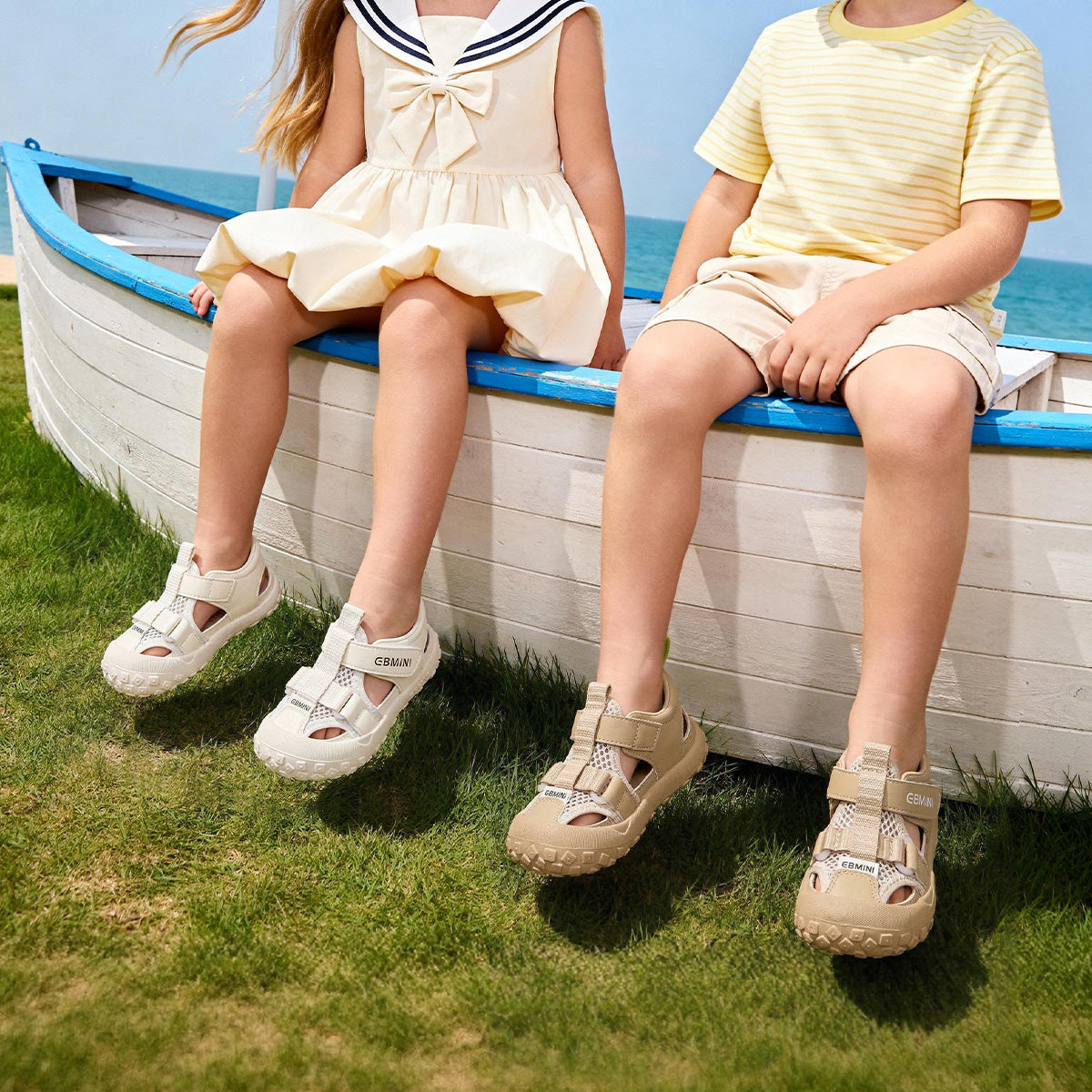 Rugged Webbing Dual-Strap Closed-Toe Toddler Sandals