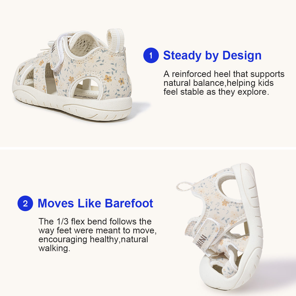 Floral Bow Scallop-Edge Closed-Toe Toddler Sandals