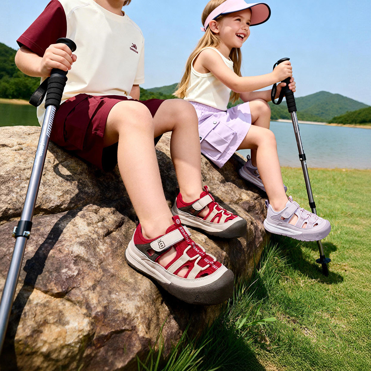 Letter Print Webbing Closed-Toe Hiking Toddler Sandals