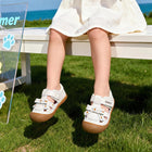 Scallop-Edge Floral Bow Closed-Toe Toddler Sandals
