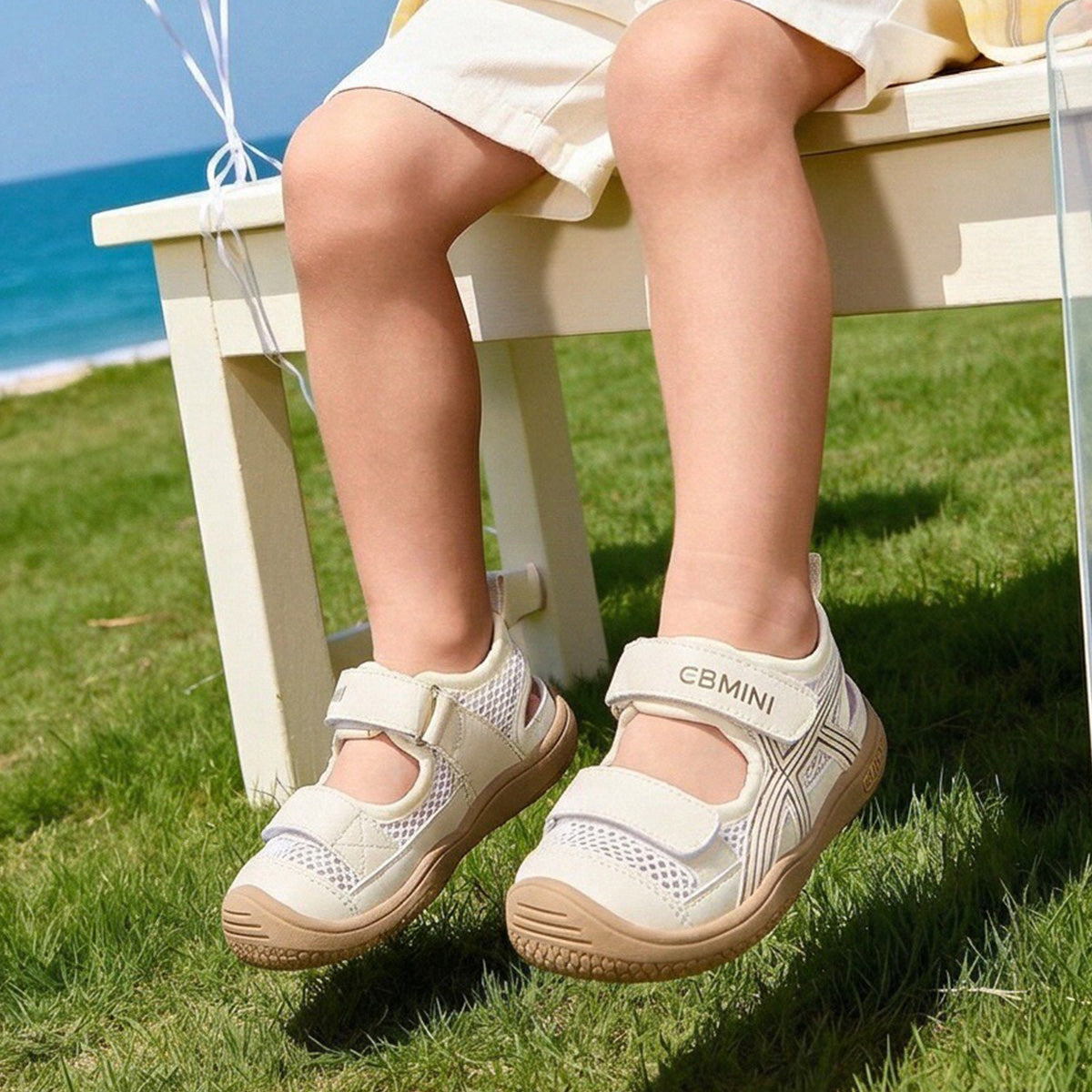 Retro X-Stitch Dual-Strap Mesh Closed-Toe Toddler Sandals