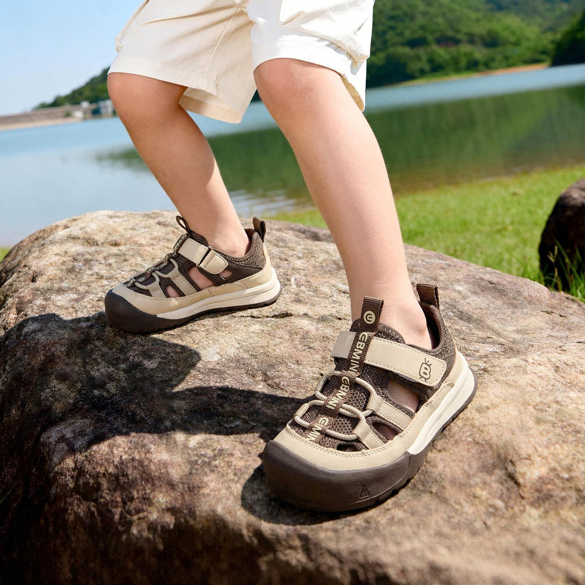 Letter Print Webbing Closed-Toe Hiking Toddler Sandals