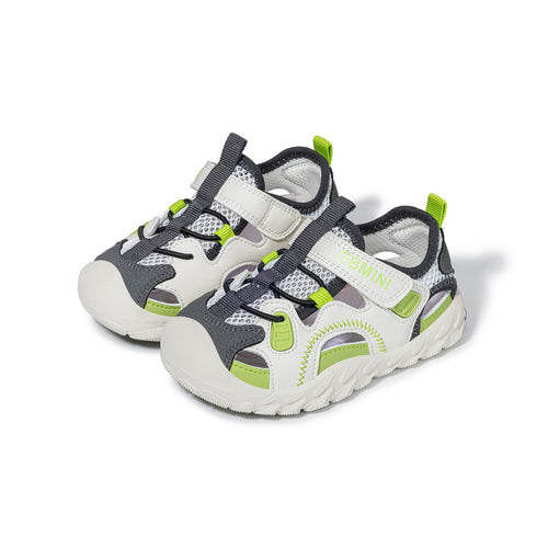 EBMINI APEX green closed-toe sport sandals, angled pair view