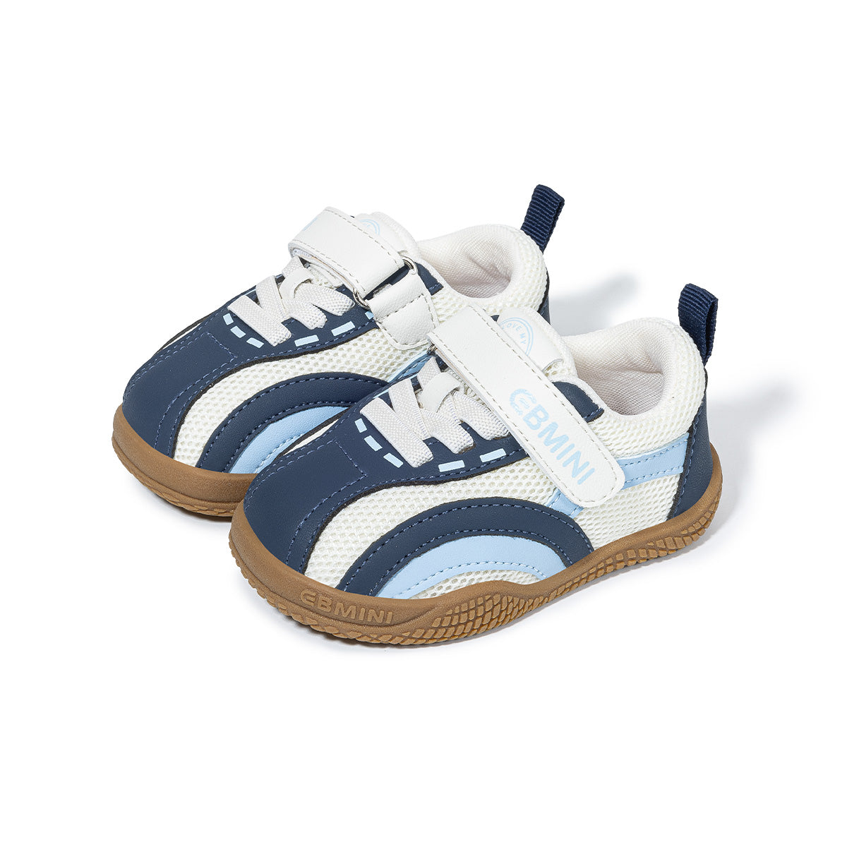 EBMINI ARC barefoot toddler sneakers with a minimalist navy retro design