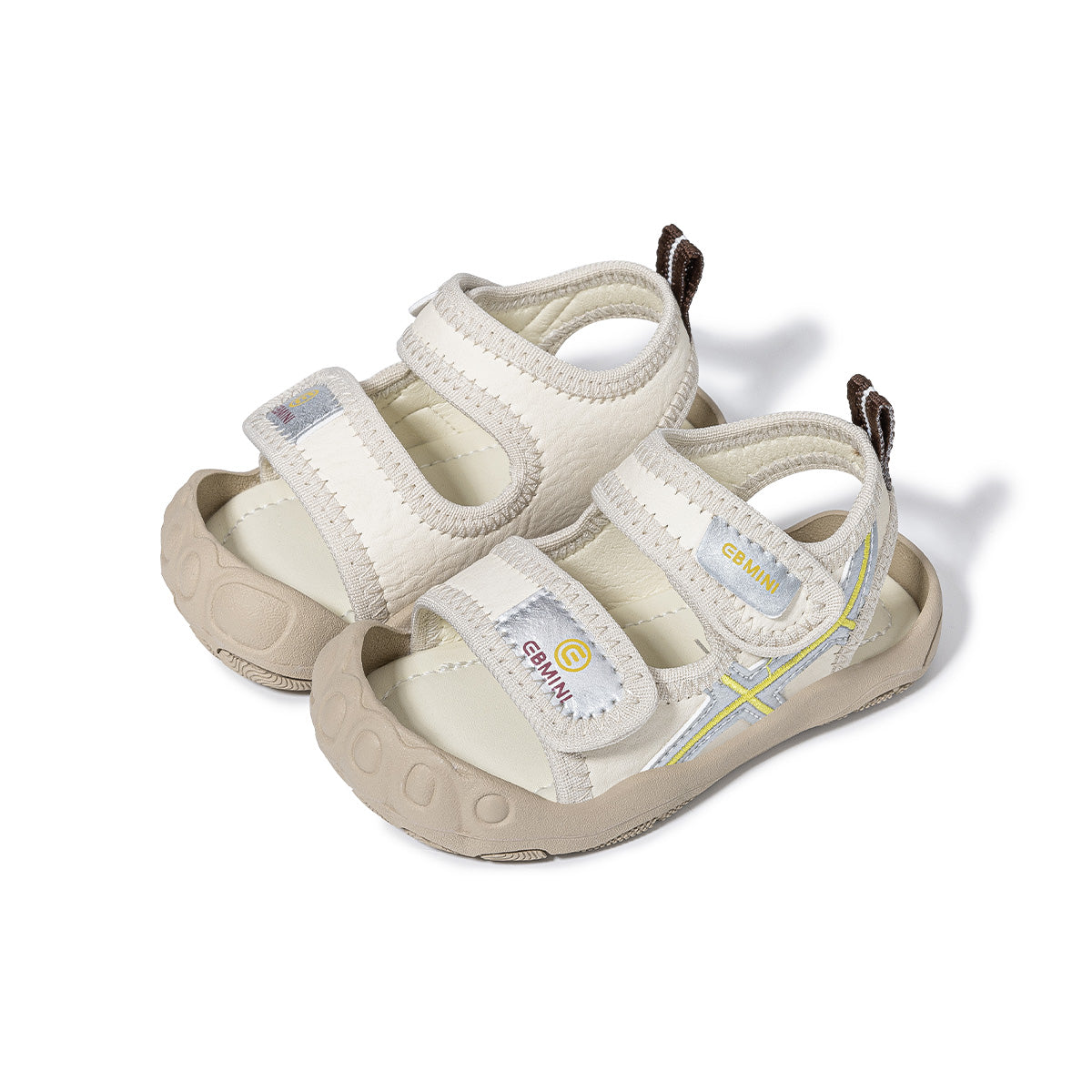EBMINI BEAM barefoot toddler sandals with reflective cross-stitch details