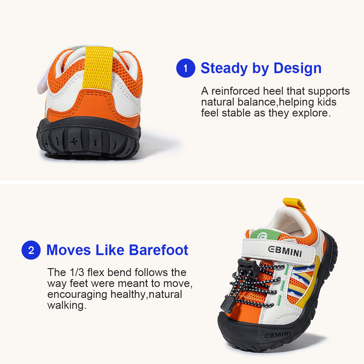 EBMINI BLITZ non-slip toddler sneakers for playground adventures