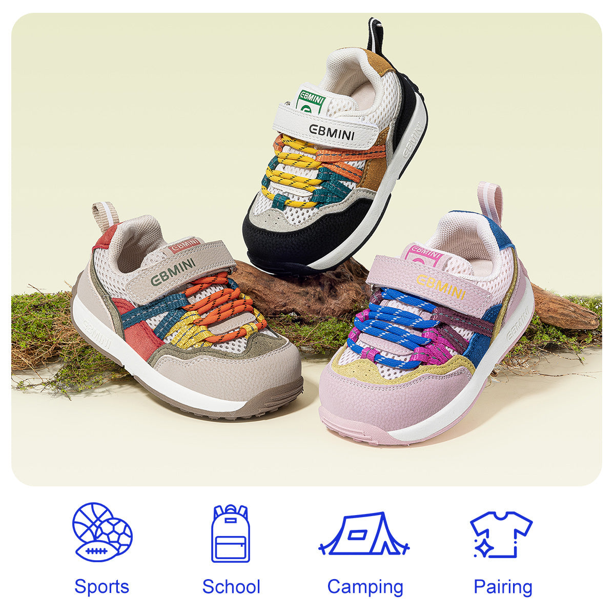 EBMINI BRAID lightweight EVA-sole trail sneakers for everyday play
