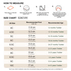 EBMINI BREEZE toddler sneaker size guide and foot measurement chart
