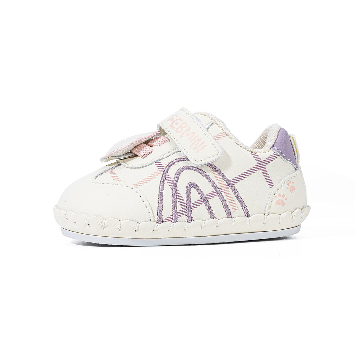 EBMINI CHECKMATE bear plaid baby crib shoes — front angle