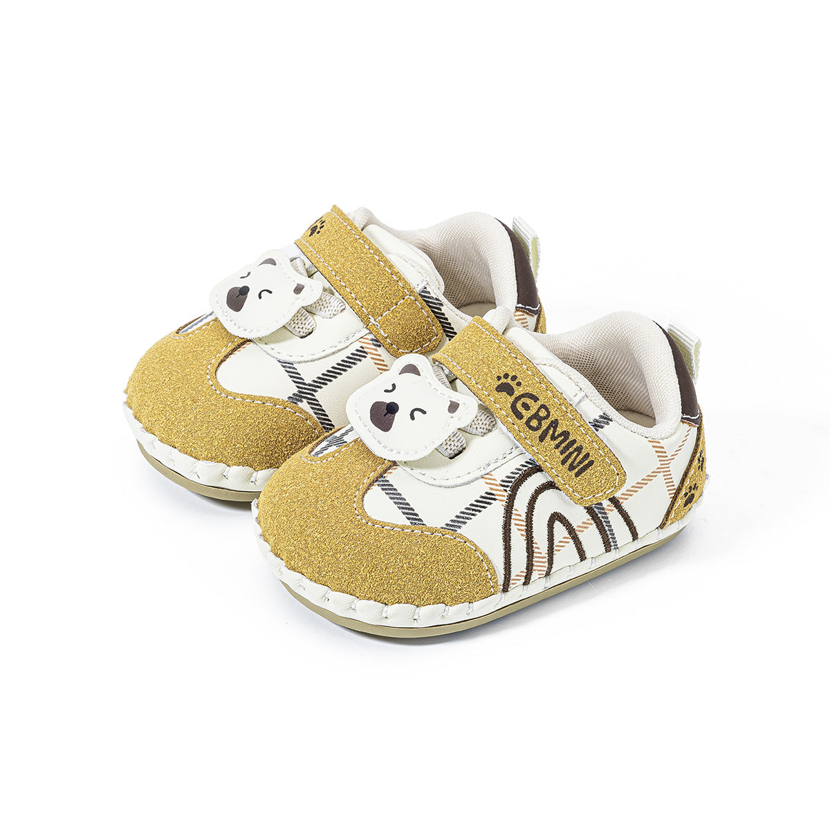 EBMINI CHECKMATE bear plaid baby crib shoes — interior lining