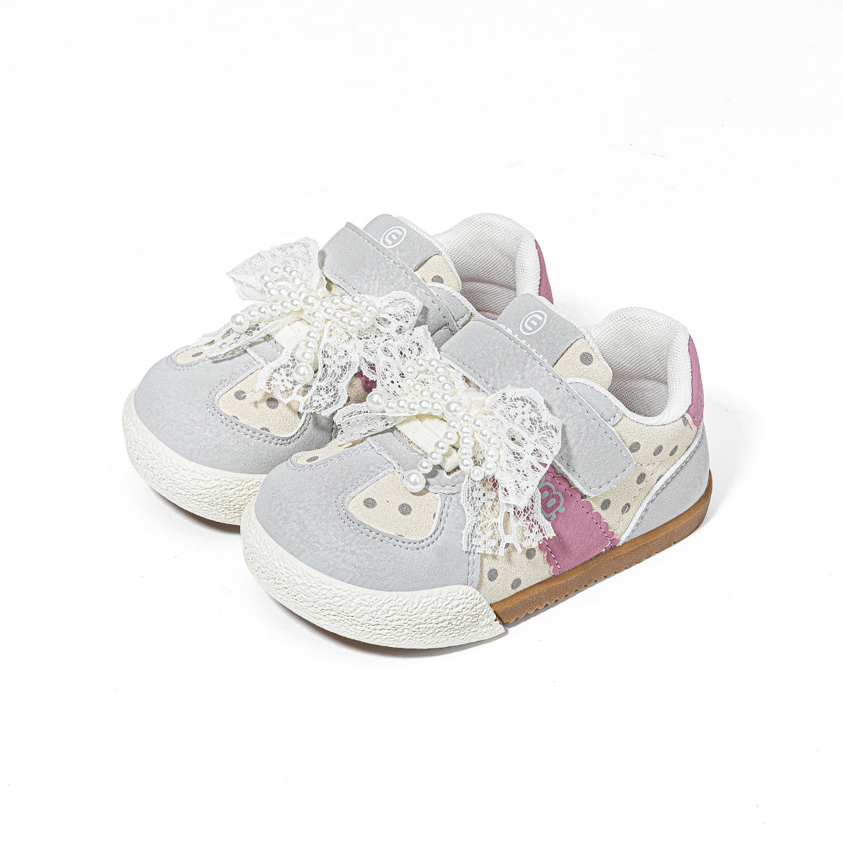 EBMINI DOTE barefoot toddler sneakers with a polka-dot bow design