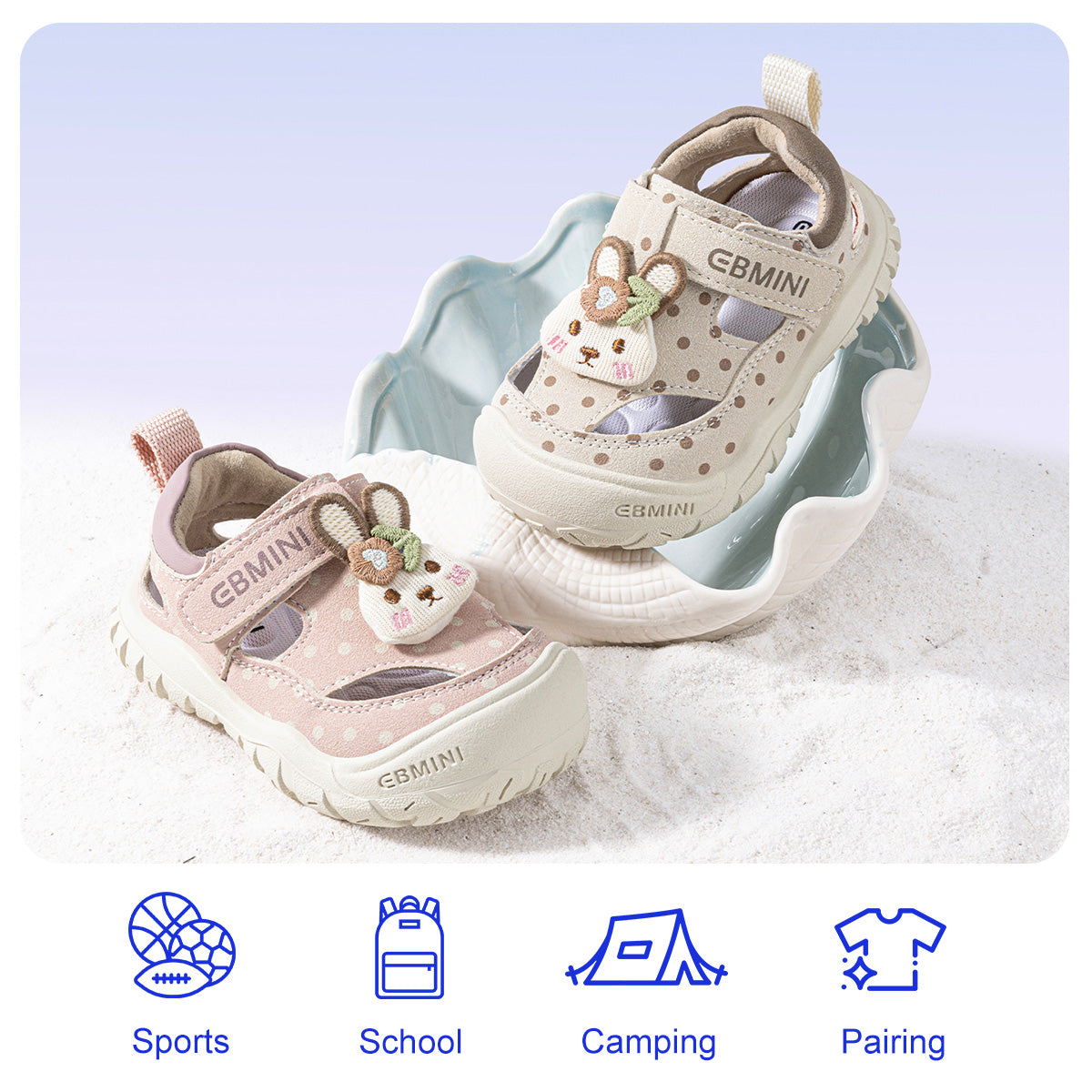 EBMINI DOTTY beige and pink toddler sandals