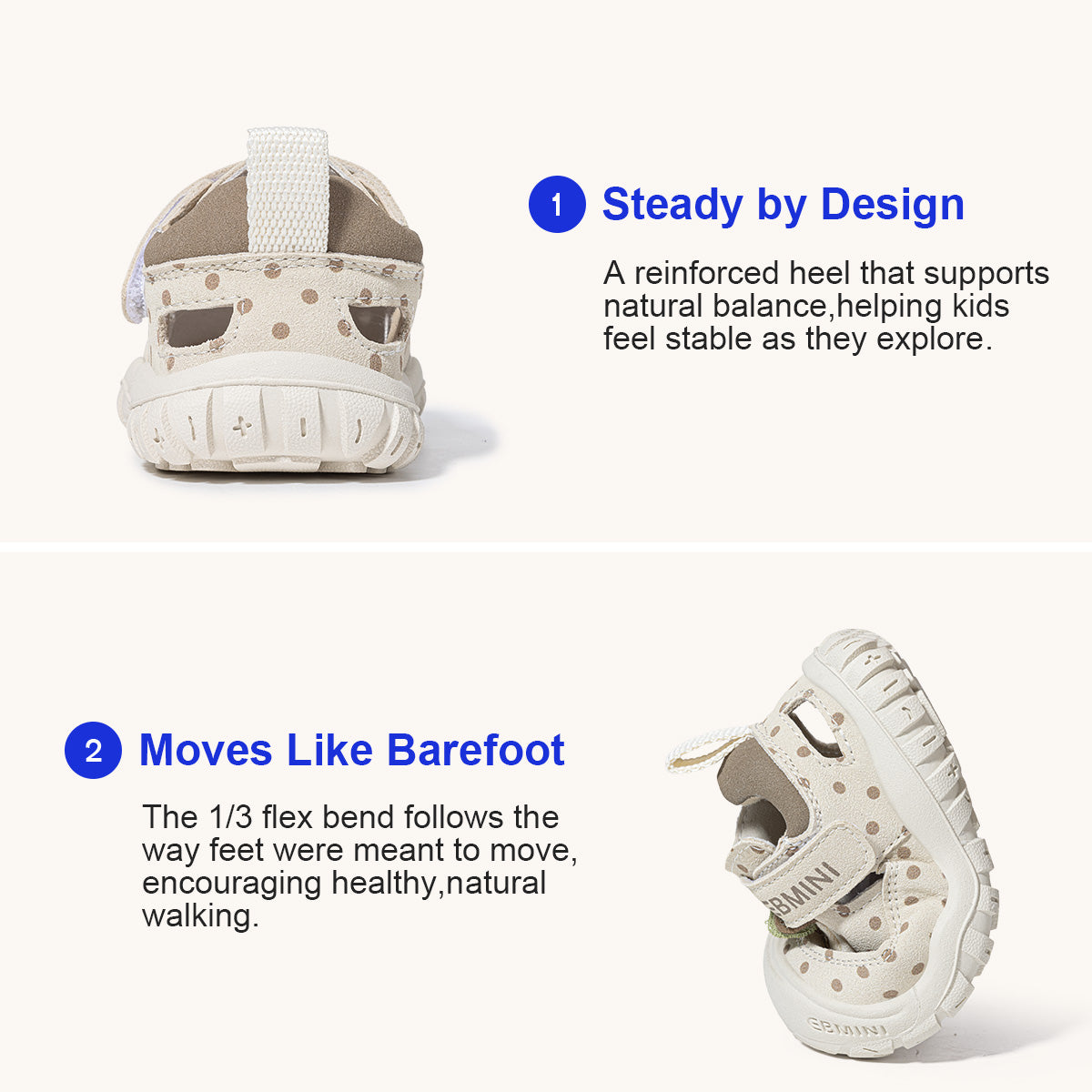 EBMINI DOTTY non-slip sandals for playground activities