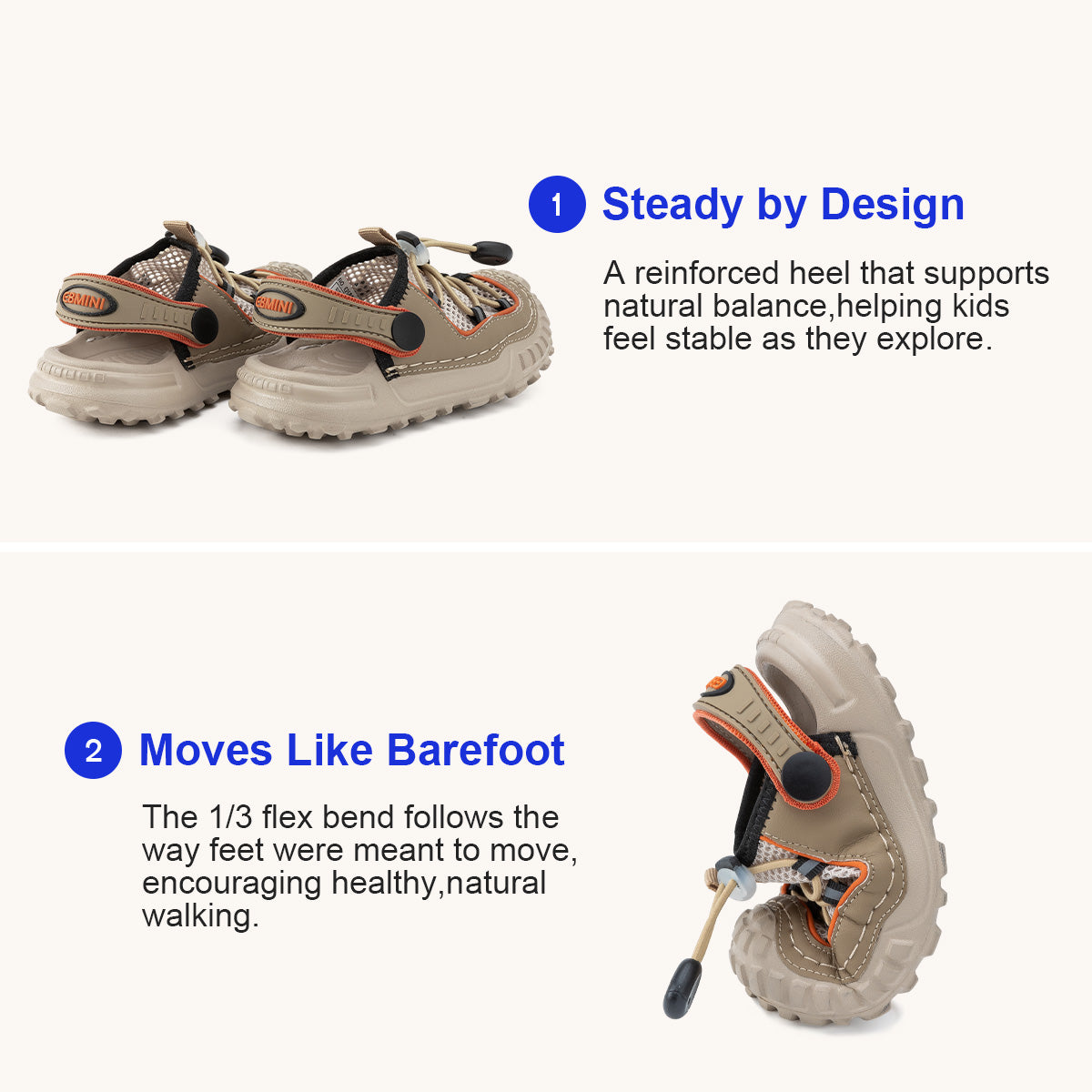 EBMINI FLEX quick-dry toddler sandals for beach activities