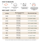 EBMINI FLEXI toddler sneaker size guide and foot measurement chart
