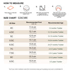 EBMINI FLORET toddler sneaker size guide and foot measurement chart