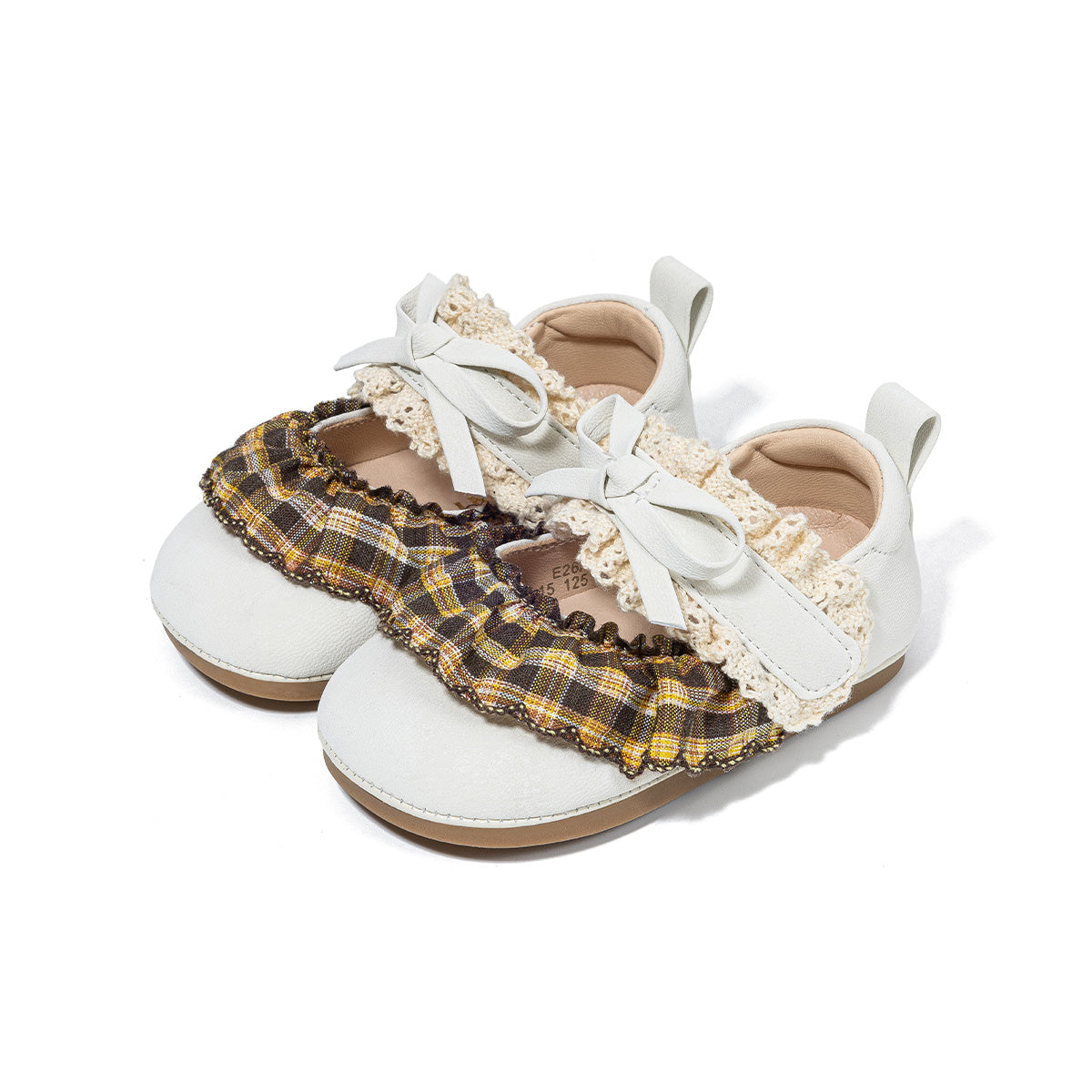 EBMINI GINA barefoot sneakers with a pink gingham Mary Jane design