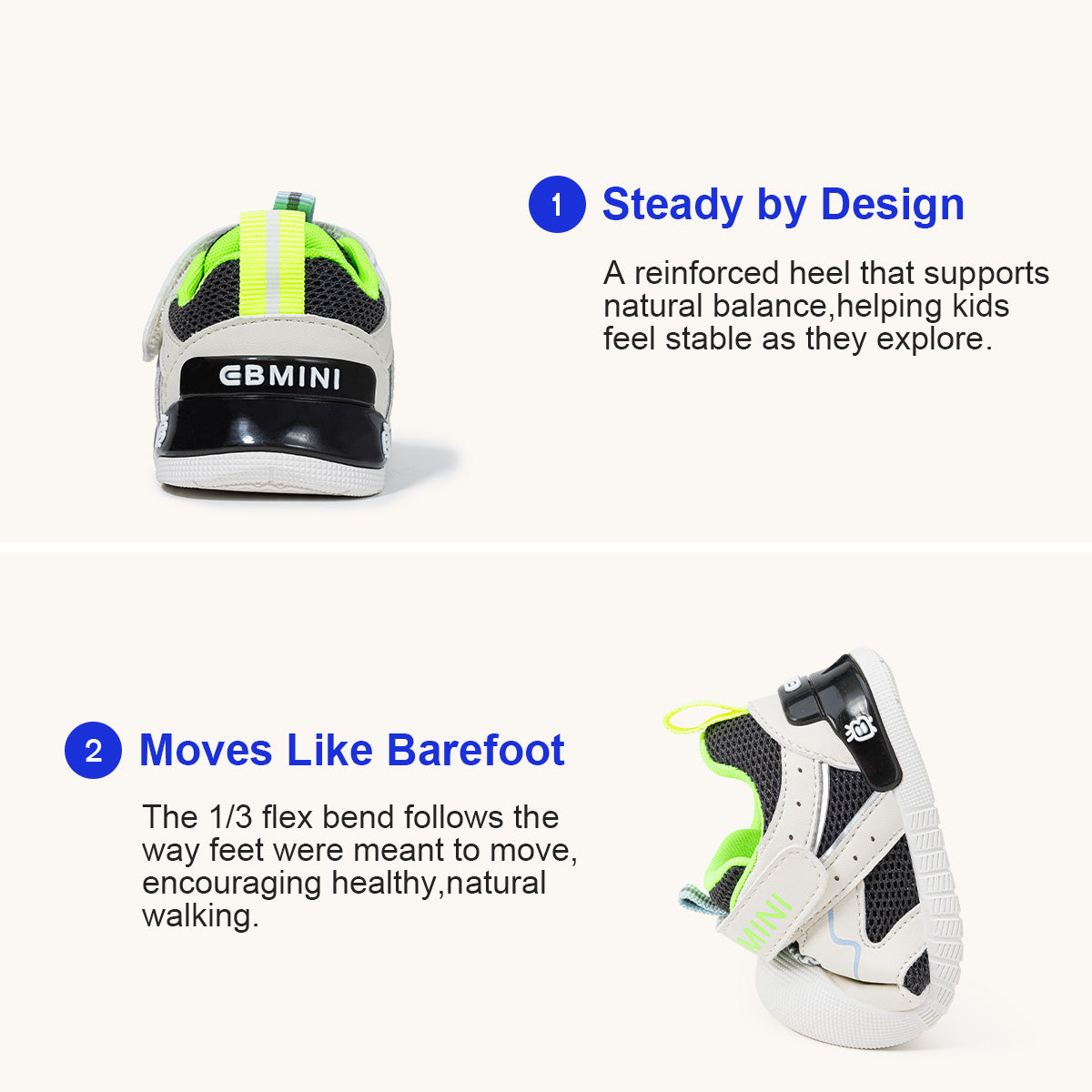 EBMINI GLOW non-slip toddler sneakers for playground adventures